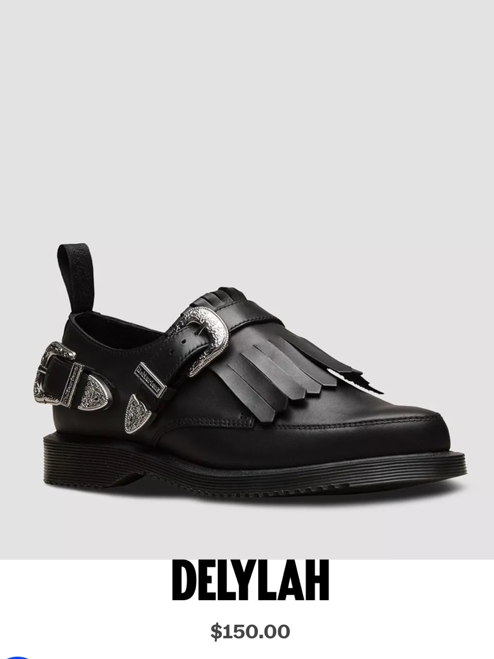 Dr. Martens Black Leather Delylah Monk Black Loafer